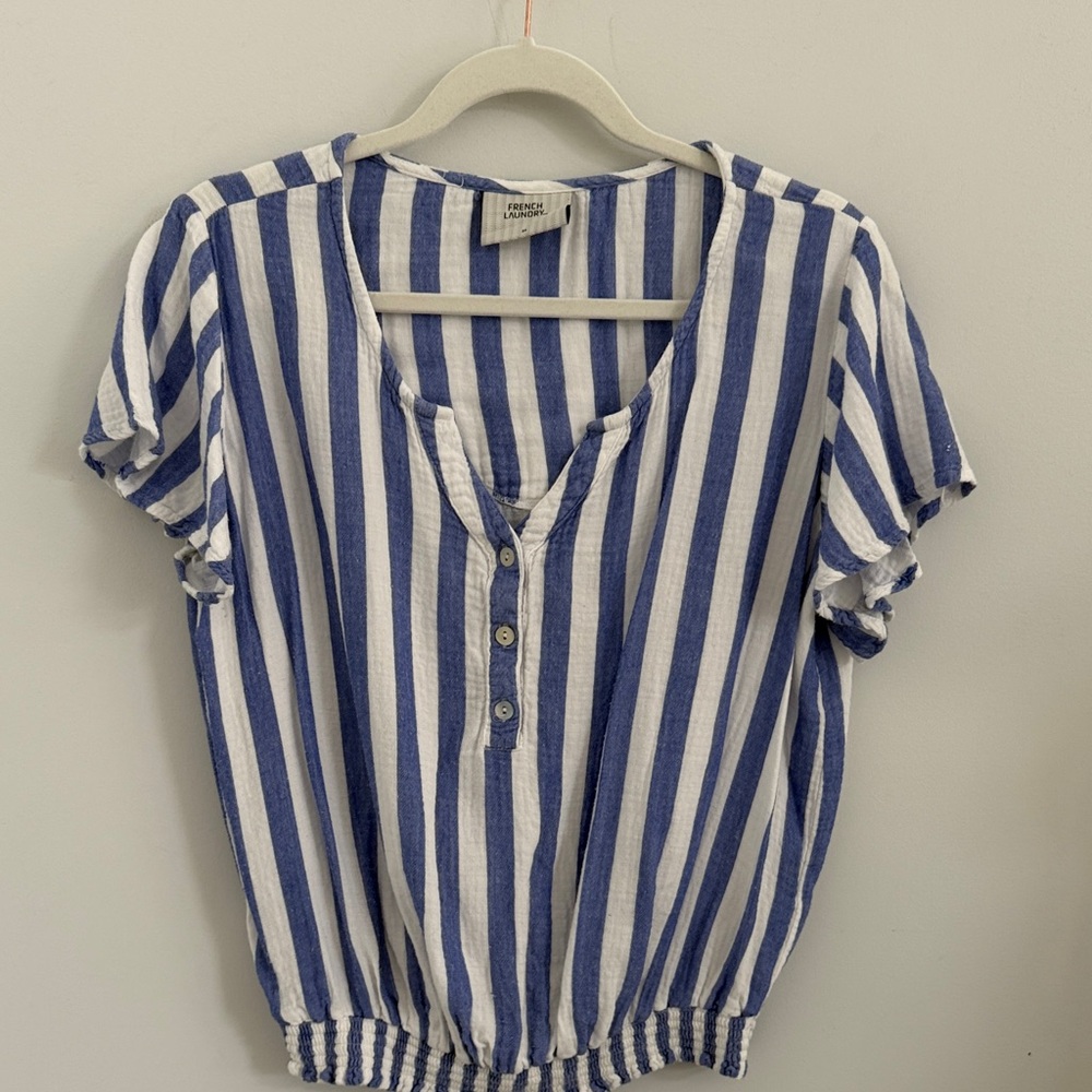 French Laundry Blue and White Striped‎ Blouse
